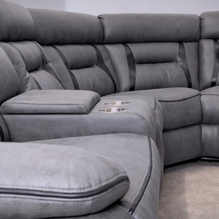 Nevada 5 Seater Fabric Electric Recliner Corner Sofa Inc Cupholder