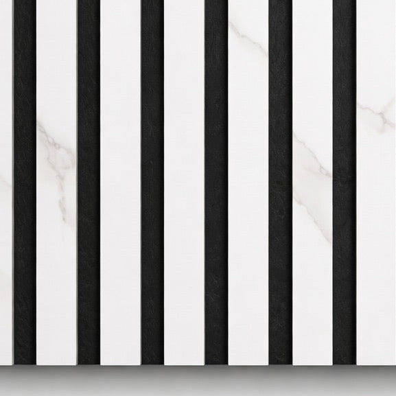 Acoustic White marble Premium wooden wall Panel 2400mm x 600mm
