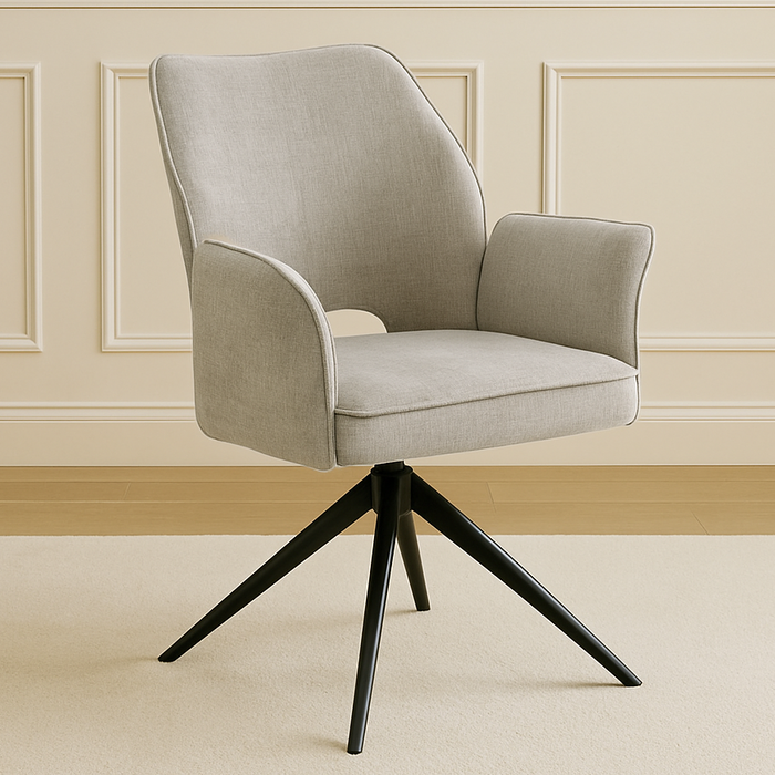 Pair of Russo 360 Auto Spin back fabric dining chair in light grey