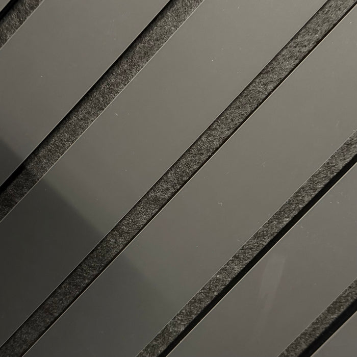 Extra Wide Matte Black 3 sided Felt Acoustic Premium slatted wooden felt back wall Panel 2400mm x 600mm