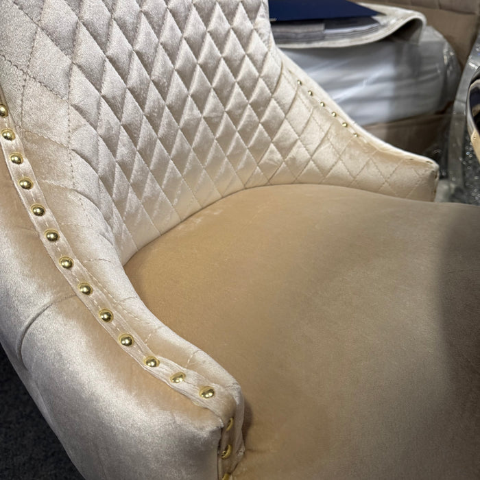 Louis Luxury 1.8m Cream marble with Victoria dining chairs and bench