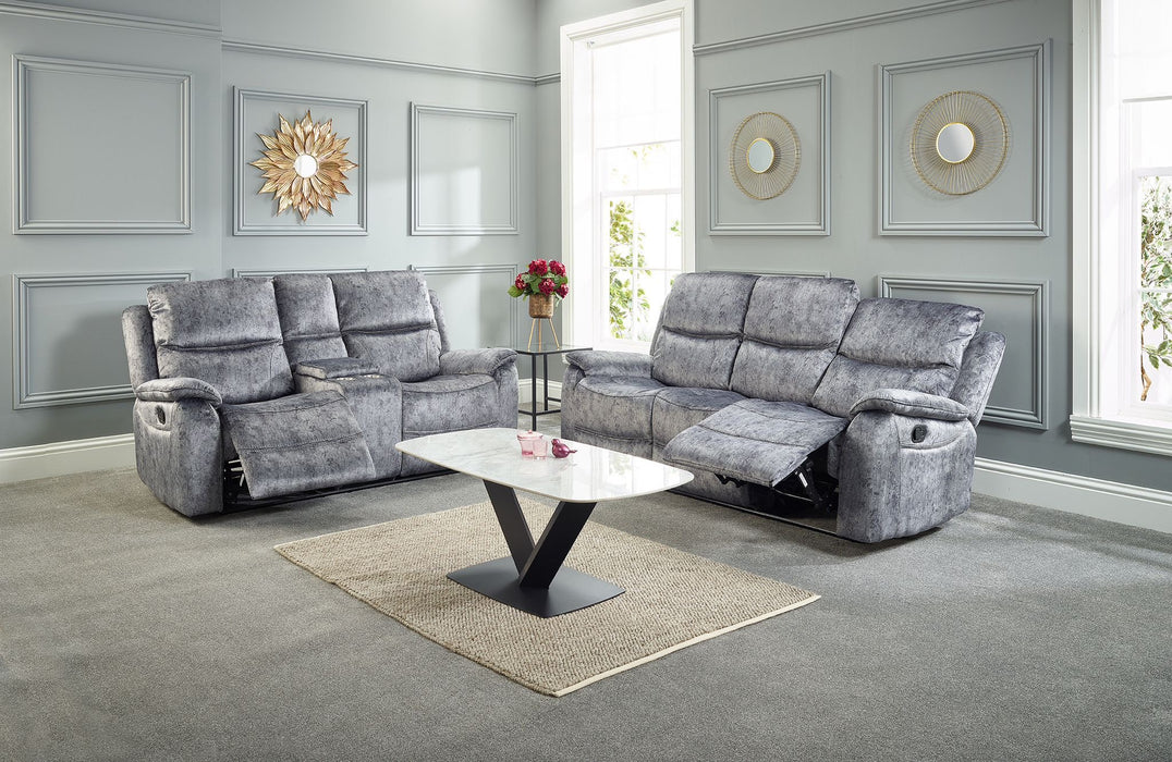 Leyton Grey Fabric 3 seater & 2 seater Recliner Sofa Set