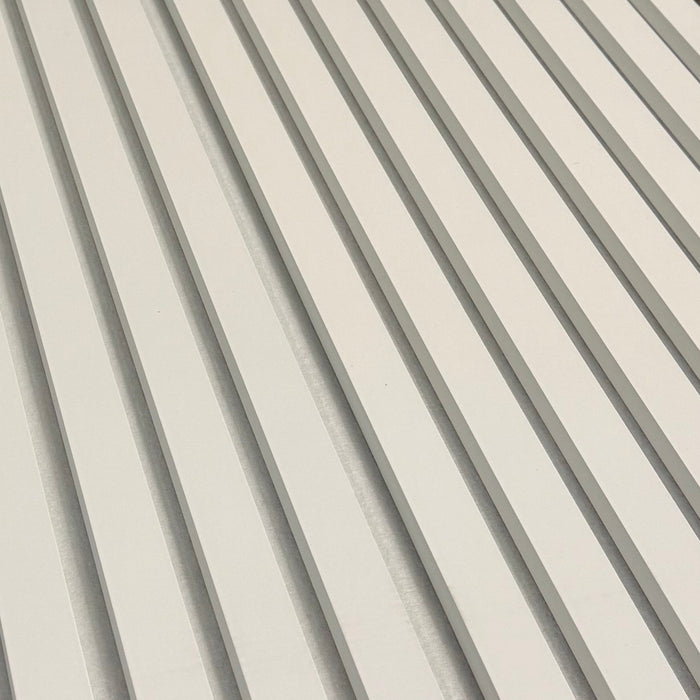 White on white felt back Acoustic Premium slatted wooden wall Panels 2400mm x 640mm x 21mm