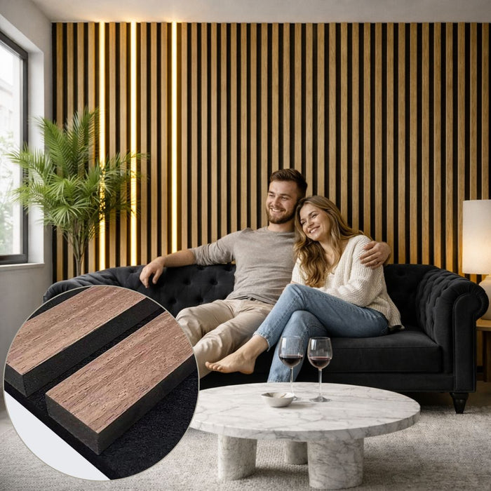 Premium Acoustic Wall Panels – Wooden Slatted Felt Back Panel 2400mm x 600mm (1.44m²)