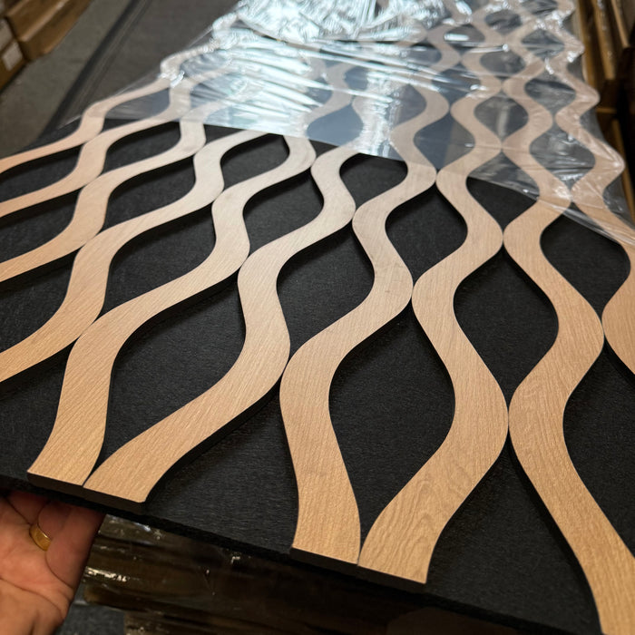 Slattherm™️ Acoustic Wavey Natural Oak Premium wooden wall Panel 2400mm x 600mm x 17mm