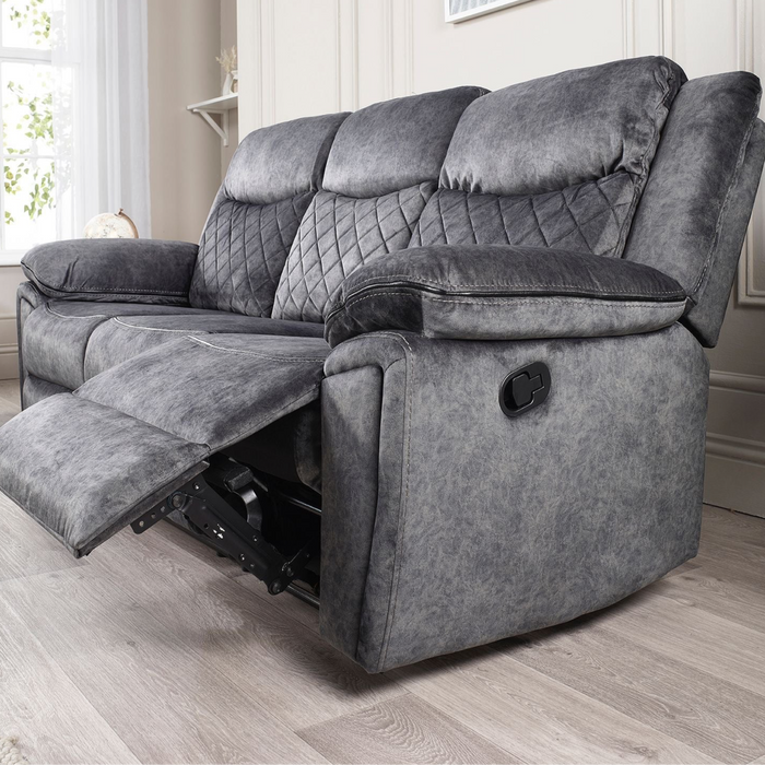 Brittany Grey Fabric 3 seater & 2 seater Recliner Sofa Set