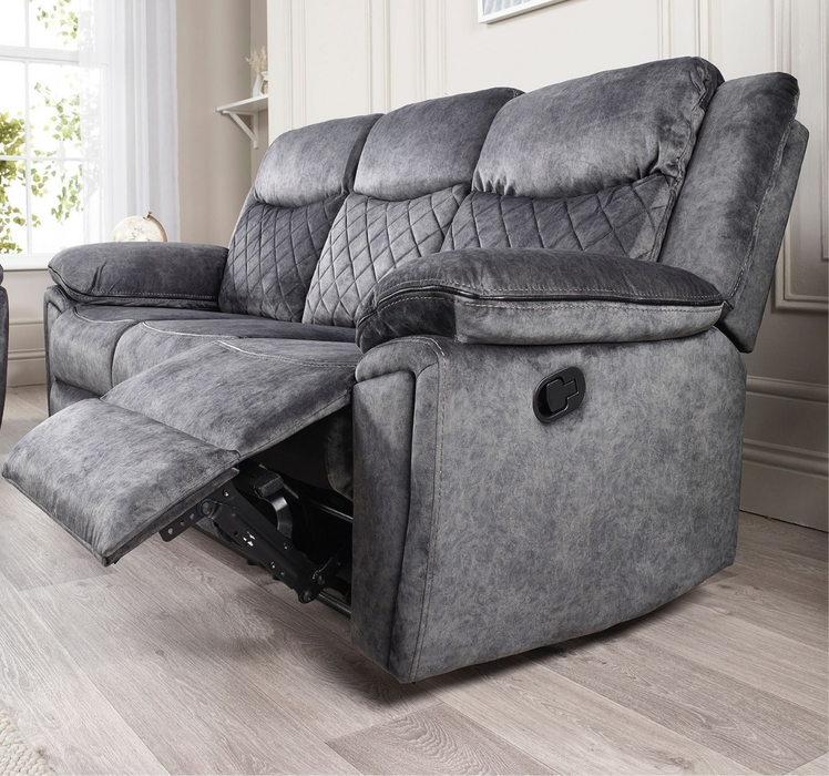 Brittany Grey Fabric 3 seater & 2 seater Recliner Sofa Set