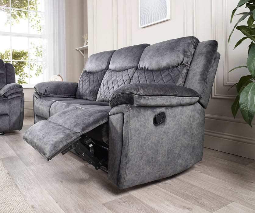 Brittany Grey Fabric 3 seater & 2 seater Recliner Sofa Set