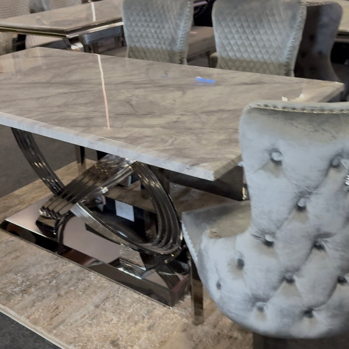 Elina Marble Dining Table 1.8M with Victoria Dining Chairs