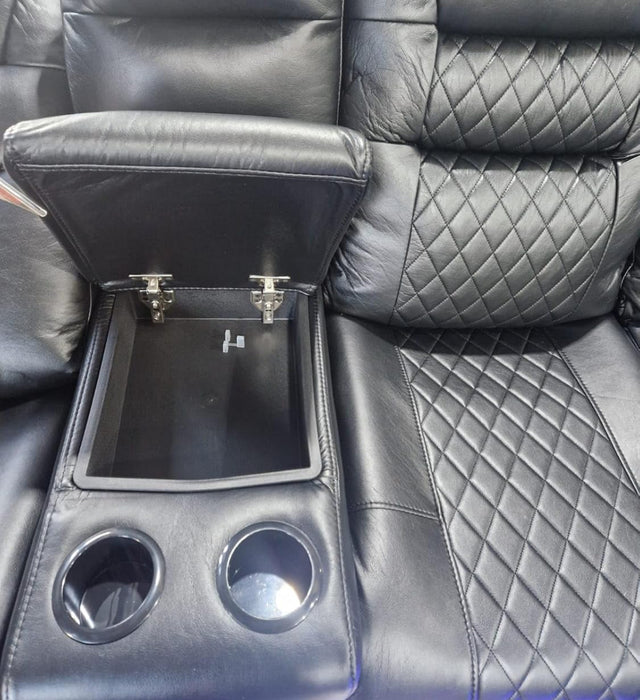 Halifax Electric Black Leather Recliner Corner Sofa