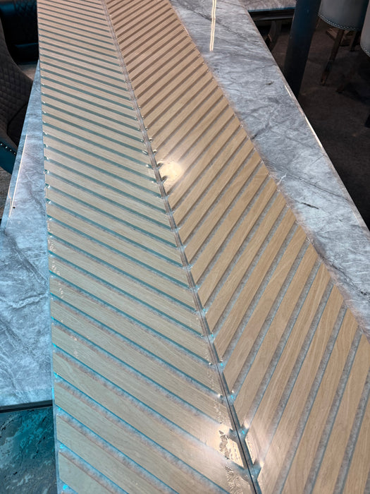Chevron Natural Wood on Grey felt Acoustic Premier 3 Sided wooden wall Panel 2400mm x 600