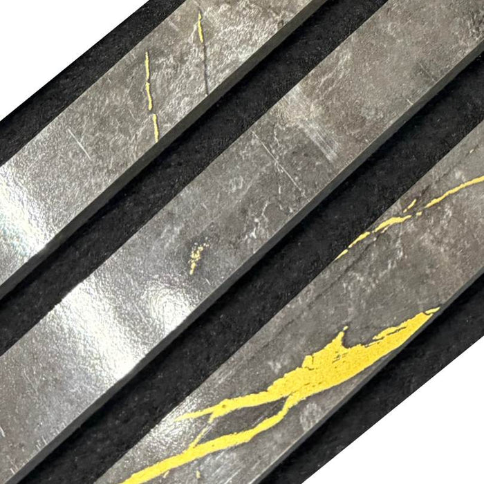 Black & Gold Acoustic Premium slatted wooden felt back wall Panels 2400mm x 600mm - x1 Panel