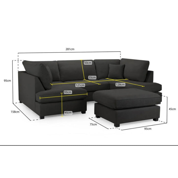 Carnaby U shape corner cinema sofa Beige Boucle fabric
