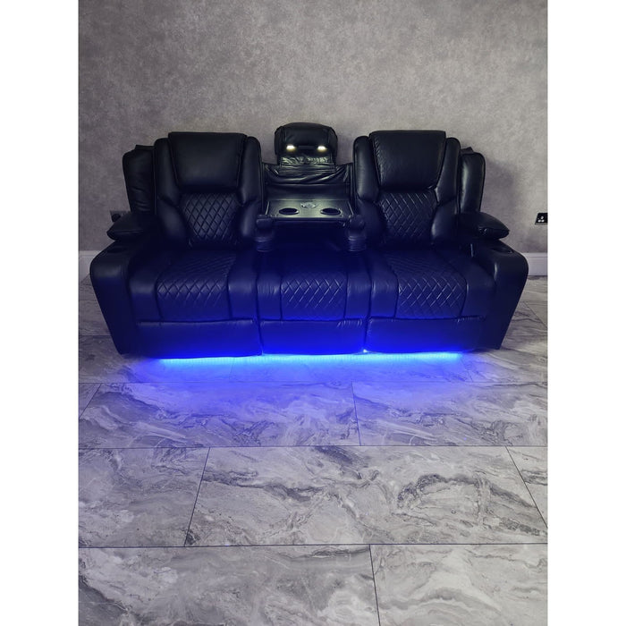 Bentley Black Faux Leather 3 seater & 2 seater Recliner Cinema Sofa Set
