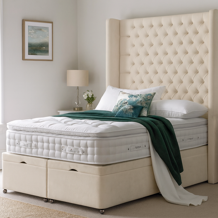 President Chesterfield Premium Luxury 72 Inch Headboard Fabric Ottoman Bed Frame - Various Sizes