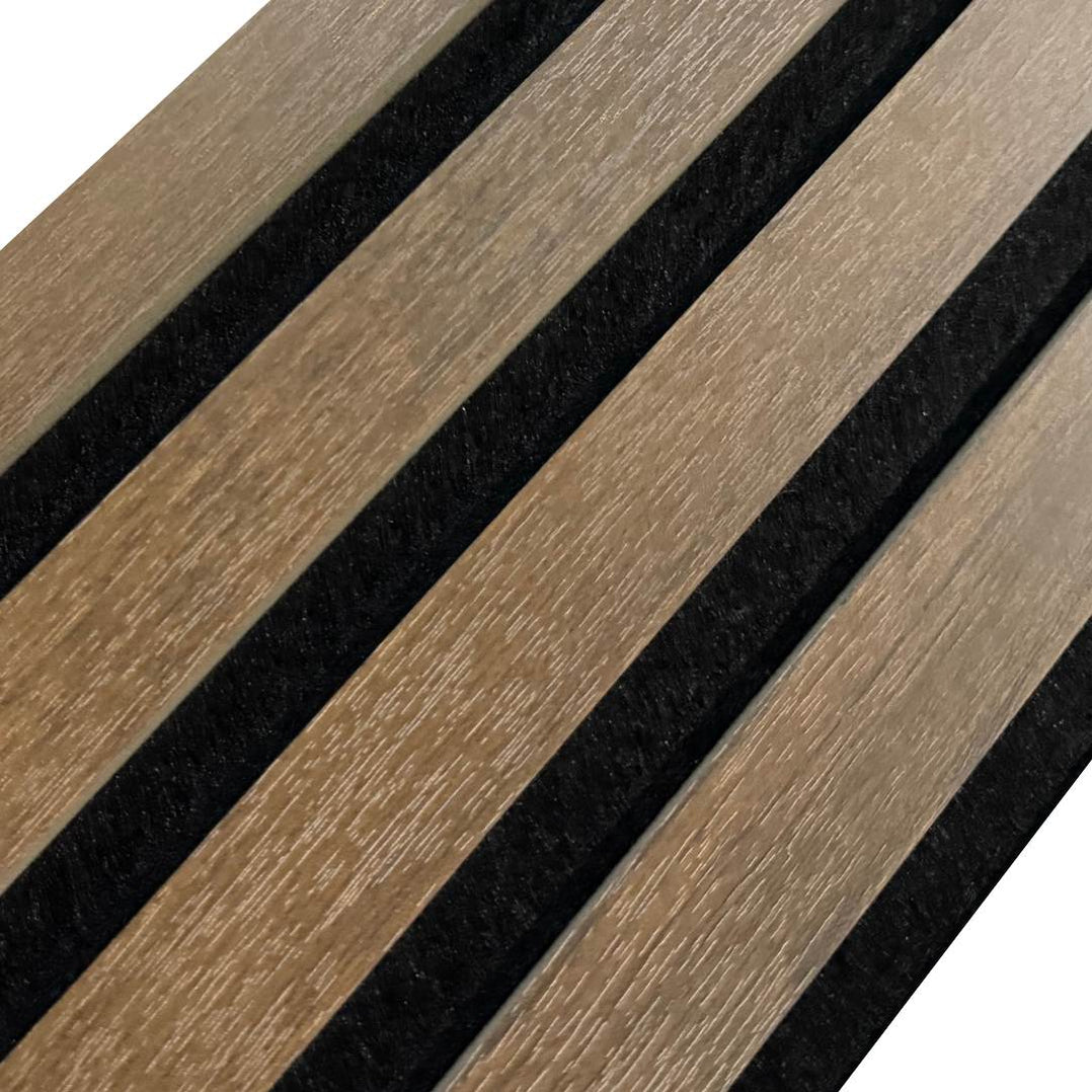 Dark Oak Acoustic Premium slatted wooden felt back wall Panels 2400mm