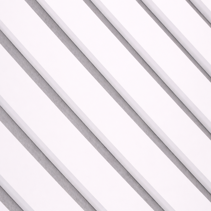 White on white felt back Acoustic Premium slatted wooden wall Panels 2400mm x 640mm x 21mm