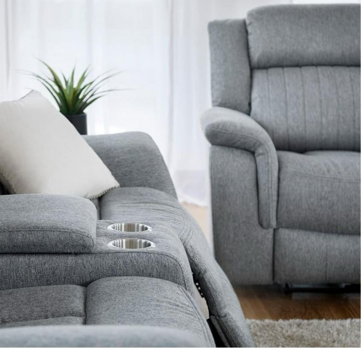 Linden Grey Fabric 3 seater 2 seater Recliner Sofa Set