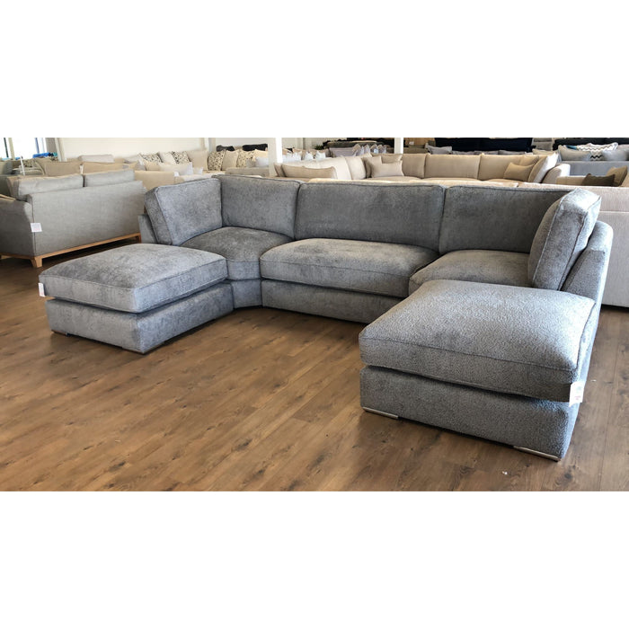Inga U Shape Corner Sofa Set full back In grey boucle Fabric