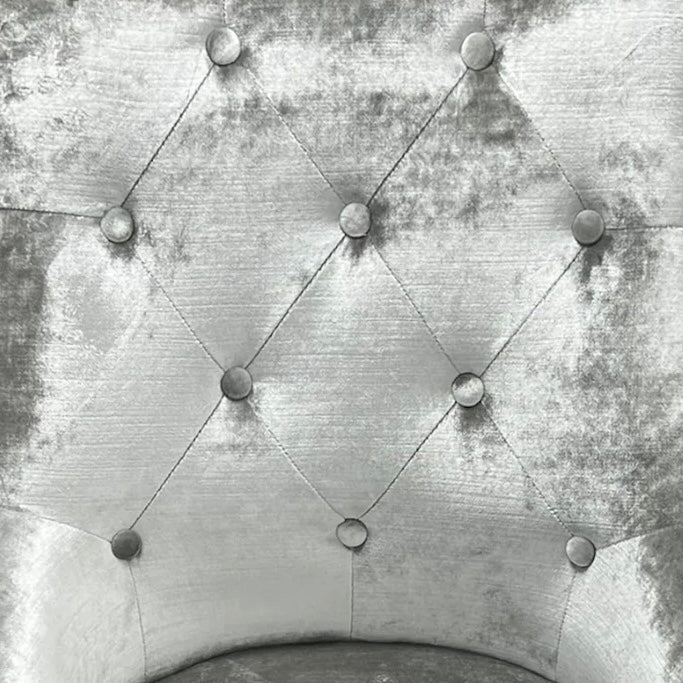 Pair of Jessica Dining Ring Knocker Chairs in Silver Pewter Fabric