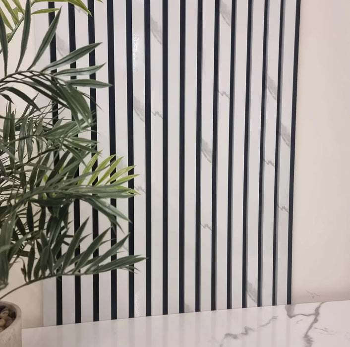Slattherm™️ Acoustic White Marble Premium wooden wall Panel 2400mm x 600mm x 22mm