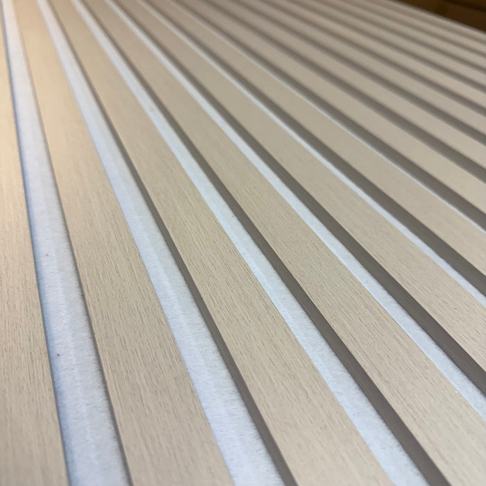 Nordic Oak Acoustic on white felt 3 Sided wooden wall Panel 2400mm x 600mm