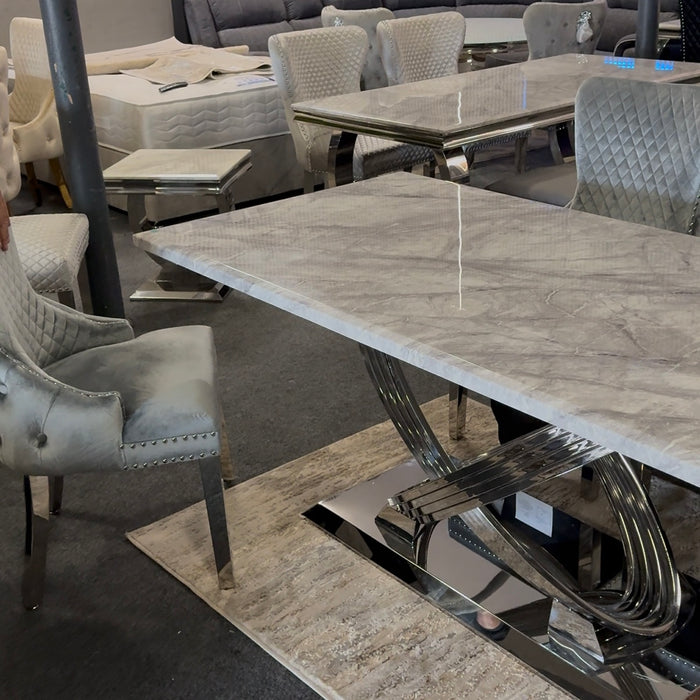 Elina Marble Dining Table 1.8M with Victoria Dining Chairs