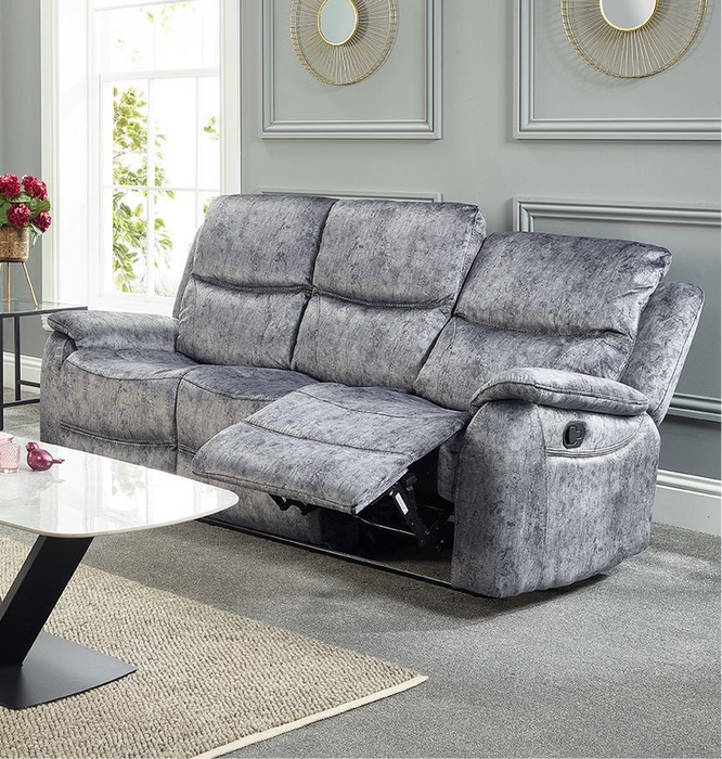 Leyton Grey Fabric 3 seater & 2 seater Recliner Sofa Set