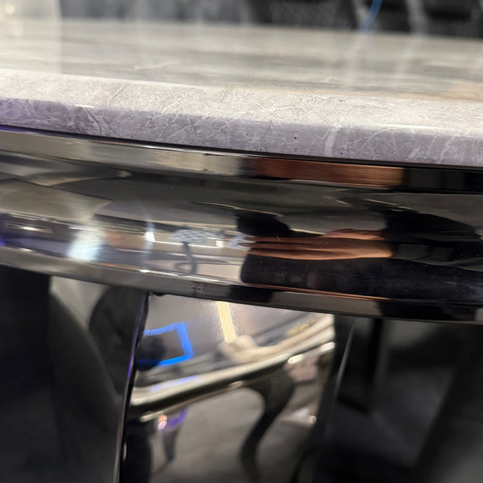 Louis marble 130Cm Round Dining Set With 4 Lewis Button Back Lion Chairs