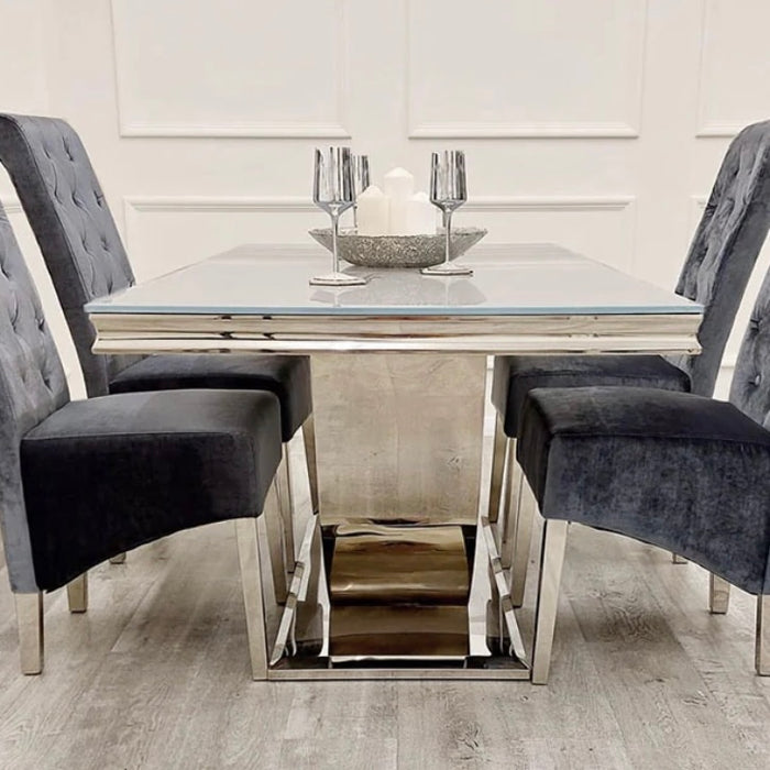 Denver Marble 2 Metre Dining Table With  Lucia Velvet Dining Chairs