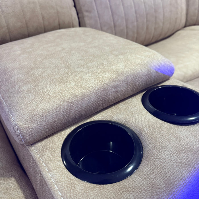 Cassa Beige Fabric Electric Recliner Corner Sofa