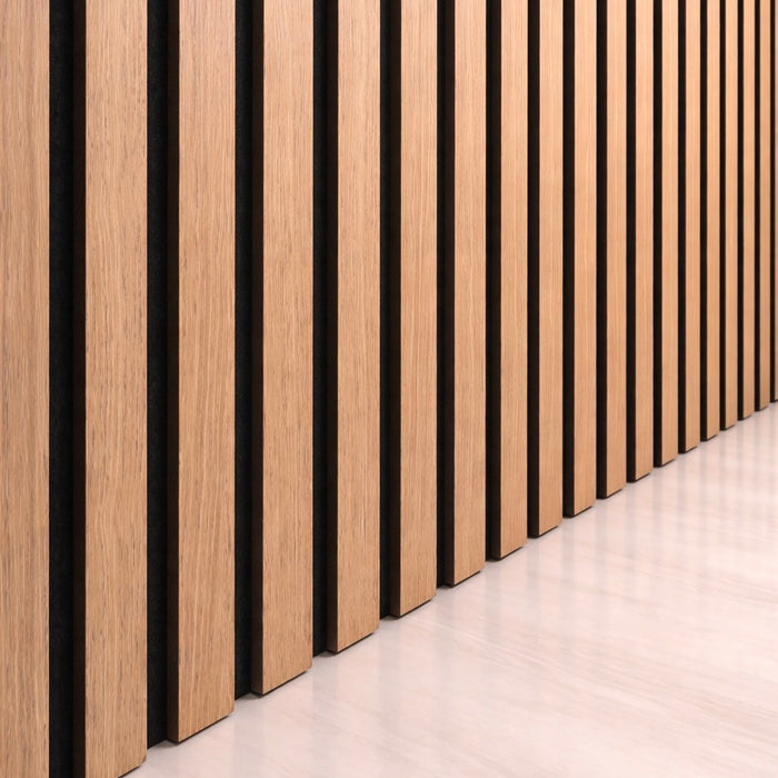 Natural Oak Acoustic slatted wooden felt back wall Panels 2400mm x 600mm - x1 Panel