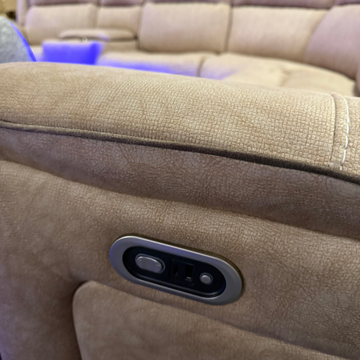 Cassa Beige Fabric Electric Recliner Corner Sofa