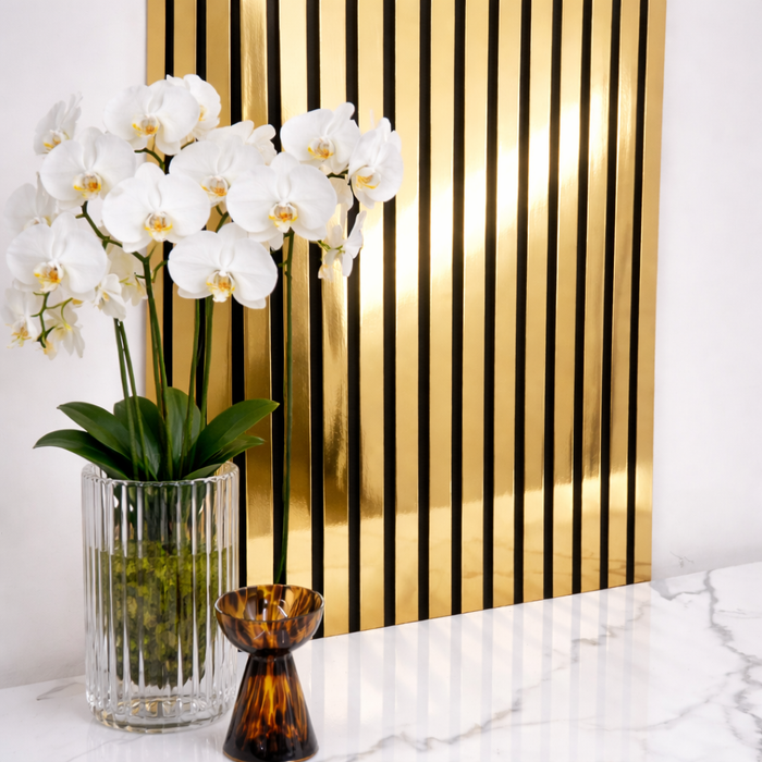 Gold Acoustic Premium slatted wooden felt back wall Panels 2400mm x 600mm - x1 Panel