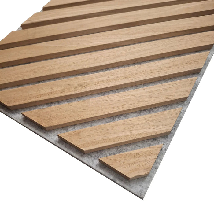 Chevron Natural Wood on Grey felt Acoustic Premier 3 Sided wooden wall Panel 2400mm x 600