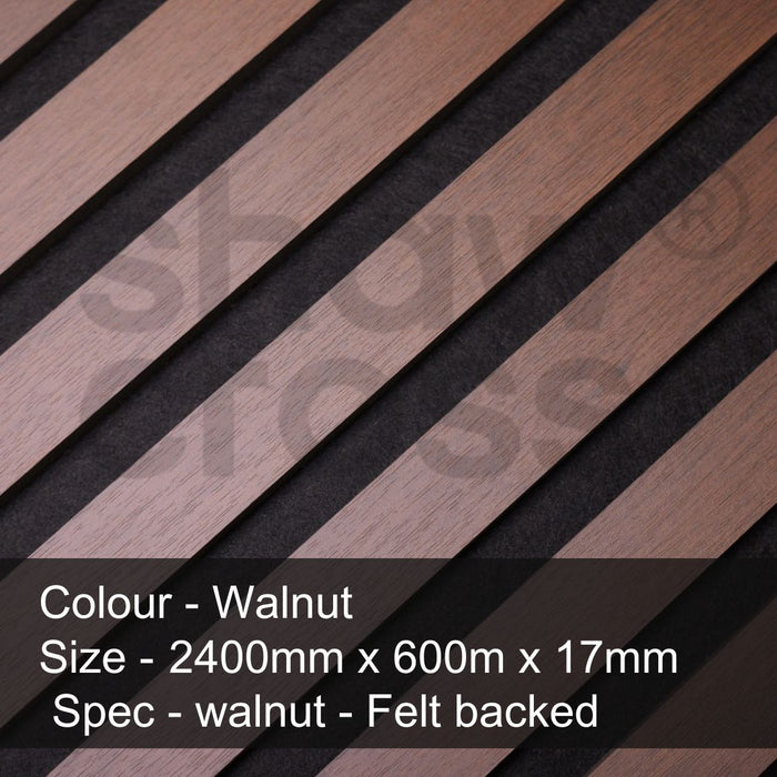 Premium Acoustic Wall Panels – Wooden Slatted Felt Back Panel 2400mm x 600mm (1.44m²)