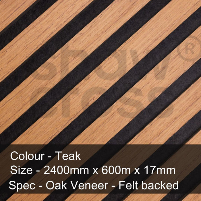 Premium Acoustic Wall Panels – Wooden Slatted Felt Back Panel 2400mm x 600mm (1.44m²)