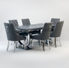 Ariana Marble 1.8M Dining Table And Cheshire Velvet Knocker Chairs