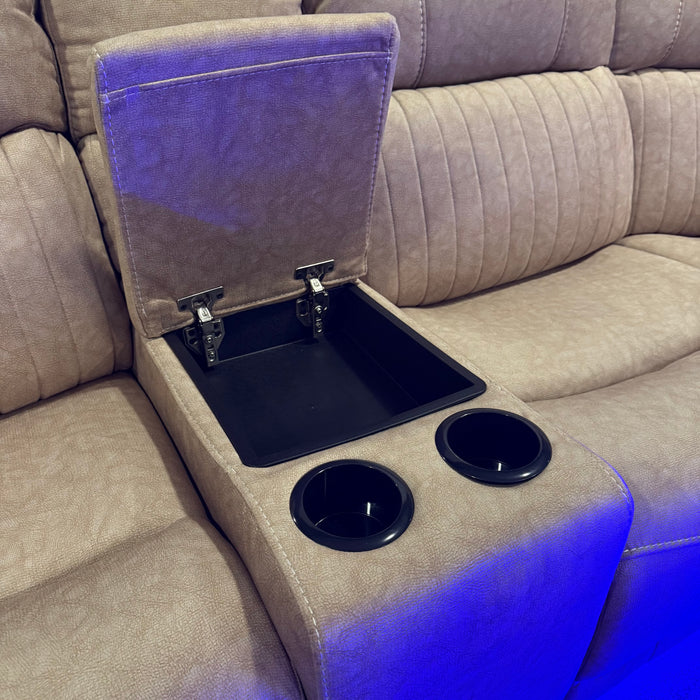 Cassa Beige Fabric Electric Recliner Corner Sofa