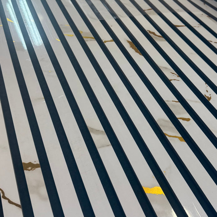 Acoustic White & Gold marble Premium wooden wall Panel 2400mm x 600mm