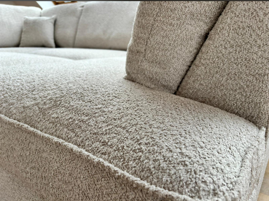 Cannes U shape corner cinema sofa Beige Boucle fabric