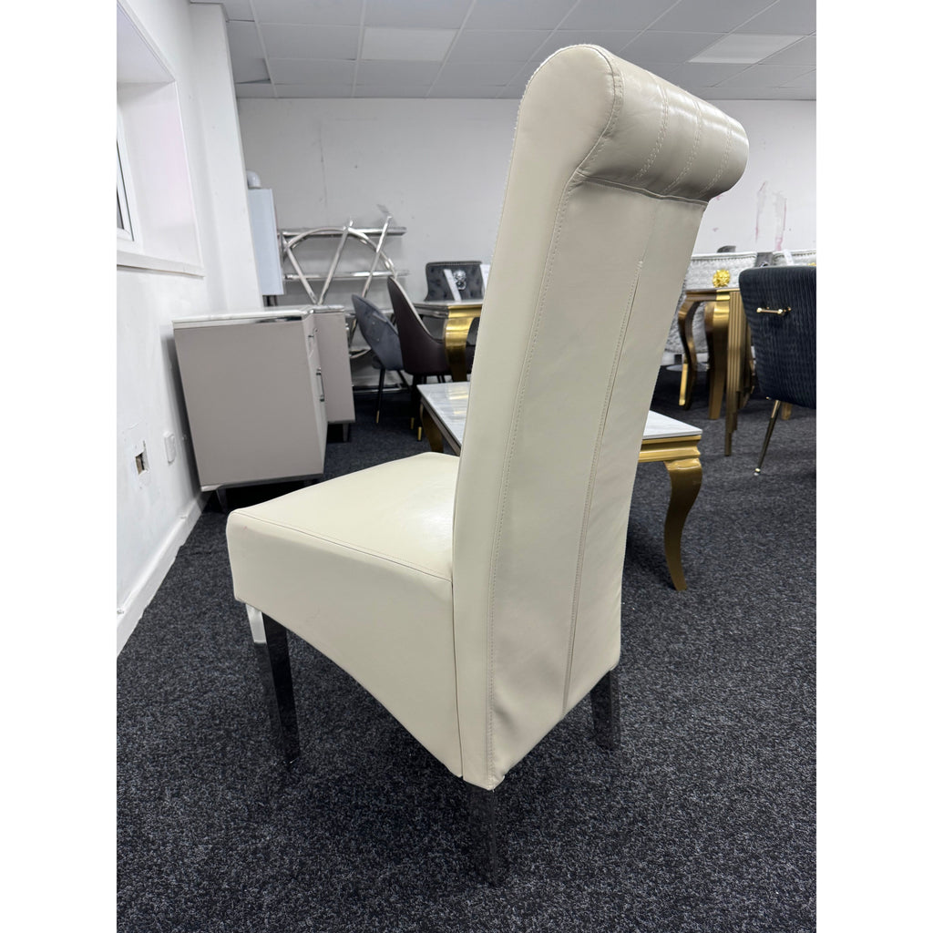 Pair of Lucy Cream Leather dining chairs