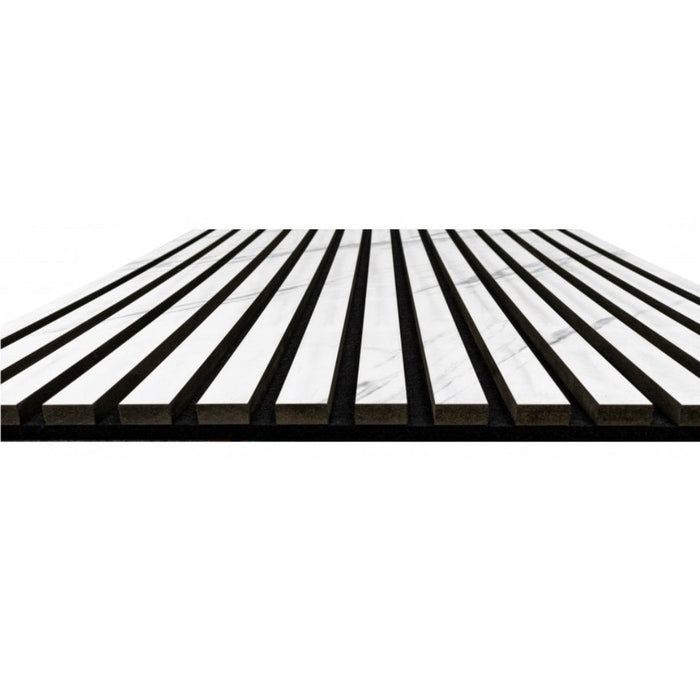 Slattherm™️ Acoustic White marble Premium wooden wall Panel 2400mm x 600mm