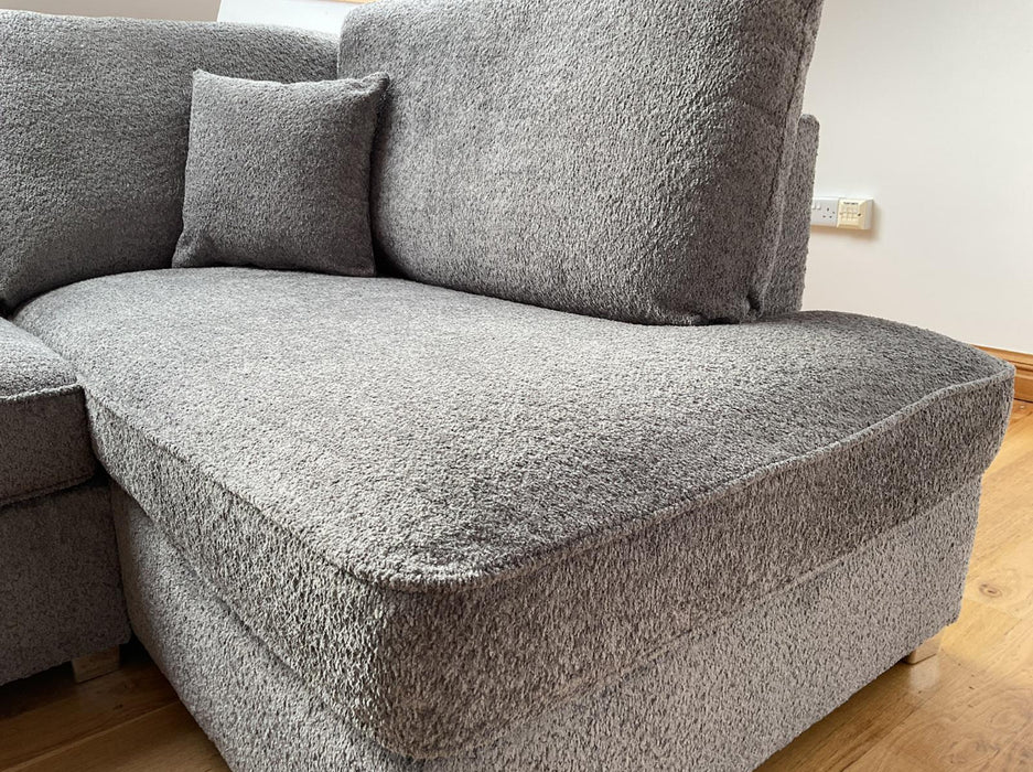 Cannes U shape corner cinema sofa Grey Boucle fabric