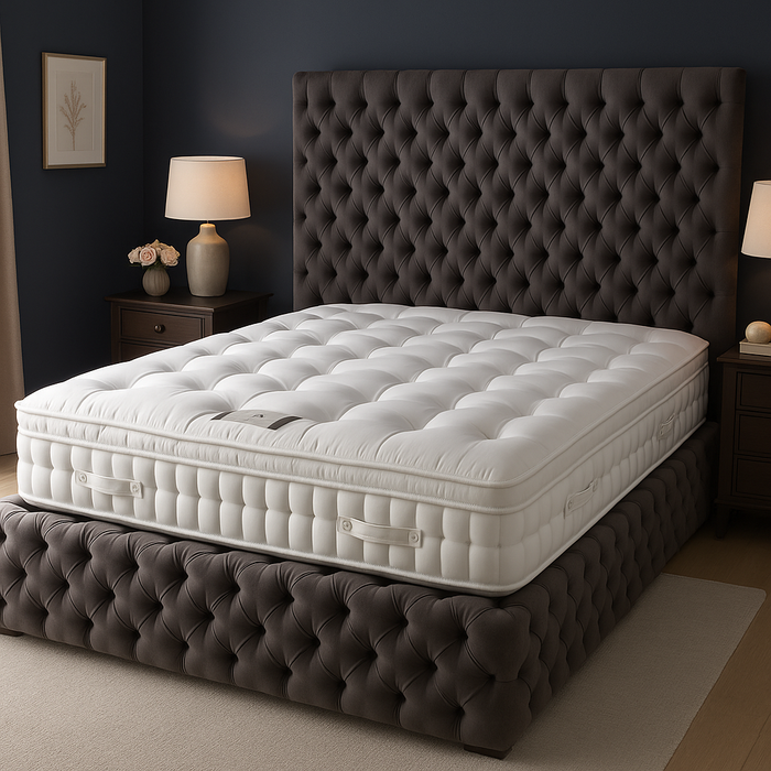 Mayfair Luxury Chesterfield Headboard Fabric Bed Frame - Various Sizes