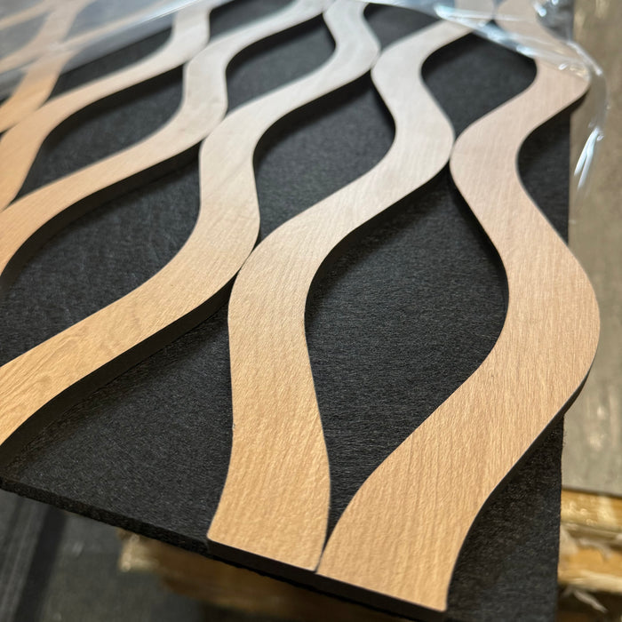 Slattherm™️ Acoustic Wavey Natural Oak Premium wooden wall Panel 2400mm x 600mm x 17mm