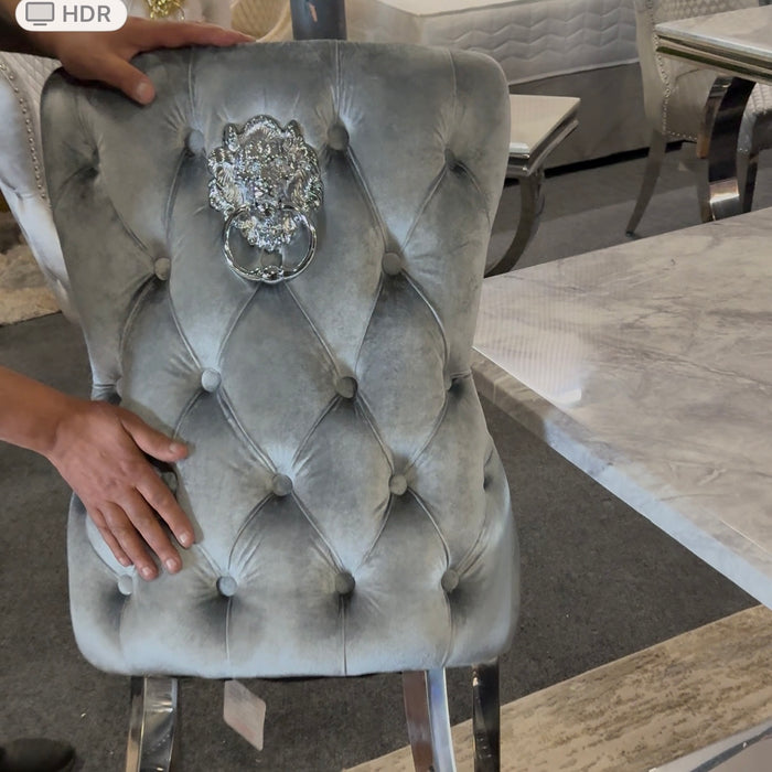 Elina Marble Dining Table 1.8M with Victoria Dining Chairs