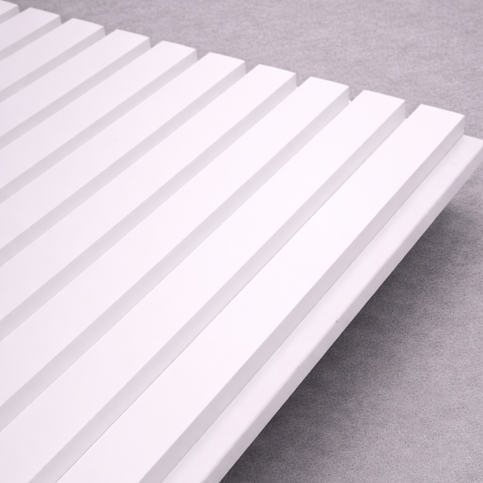 Wide White on White 3 sided Felt Acoustic Premium slatted wooden felt back wall Panels 2400mm x 600mm - x1 Panel