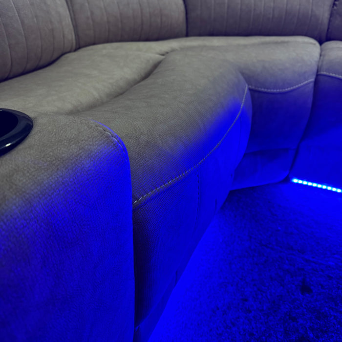 Cassa Beige Fabric Electric Recliner Corner Sofa