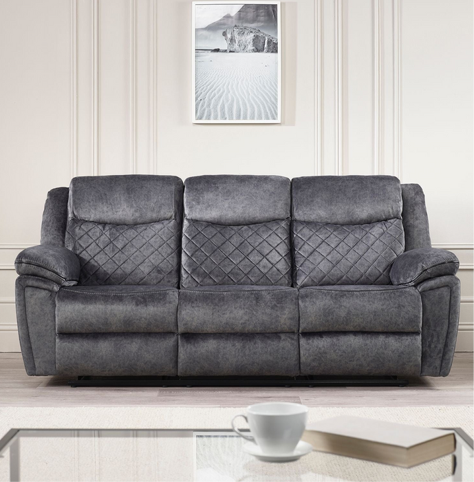 Brittany Grey Fabric 3 seater & 2 seater Recliner Sofa Set